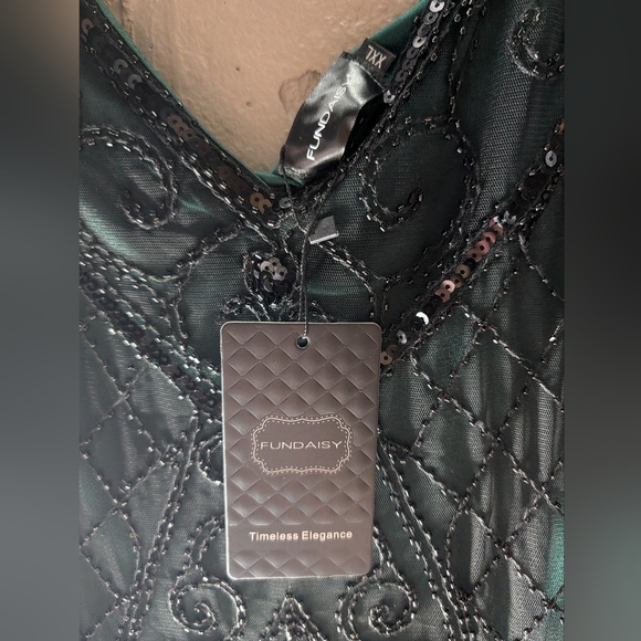 NWT Emerald Green Beaded And Sequin 1920s Style Flapper Dress - Picture 4 of 6